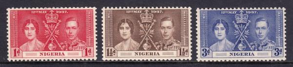 Africa | 1937 Coronation of King George VI Set of Three Nigeria Postage Stamps Africa Africa