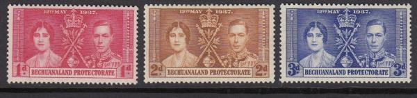Africa | Coronation of King George VI Set of 3 Bechuanaland Postage Stamps Issued 1937 Africa Africa