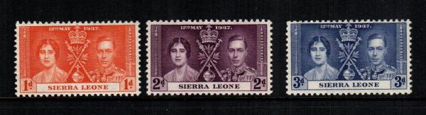 Africa | Coronation of King George VI Set of Three Sierra Leone Postage Stamps Issued 1937 Africa Africa