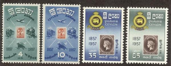 Asia | Centenary of Ceylon Postage Set of Four Stamps Issued 1957 Multicolor Asia Asia