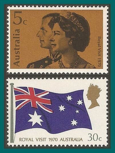 Australia and Oceania | 1970 Queen Elizabeth II Royal Visit Set of Two Australia Postage Stamps Mint Never Hinged Multicolor Australia & Oceania Australia & Oceania