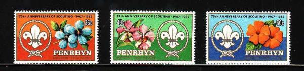 Australia and Oceania | 75th Anniversary of Scouting Set of Three Penrhyn Postage Stamps Mint Never Hinged Multicolor Australia & Oceania Australia & Oceania