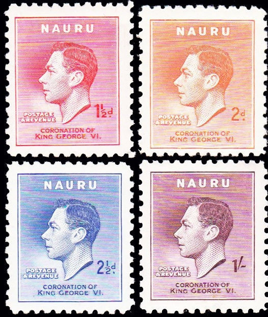 Australia and Oceania | Coronation of King George VI Set of Four Nauru Postage Stamps Issued 1937 Australia & Oceania Australia & Oceania
