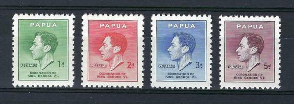 Australia and Oceania | King George VI Coronation Set of Four Papua New Guinea Postage Stamps Issued 1937 Australia & Oceania Australia & Oceania