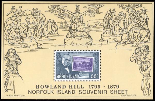 Australia and Oceania | Sir Rowland Hill Norfolk Island Postage Stamp Souvenir Sheet Issued 1979 Multicolor Australia & Oceania Australia & Oceania