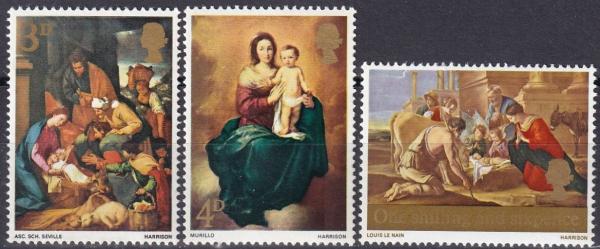 Britain and Ireland | 1967 Christmas Paintings Set of Three Great Britain Mint Postage Stamps Multicolor Britain & Ireland Britain & Ireland