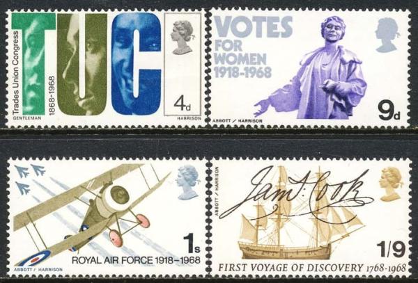Britain and Ireland | 1968 Anniversaries Set of 4 Great Britain Mint Postage Stamps Multicolor Britain & Ireland Britain & Ireland
