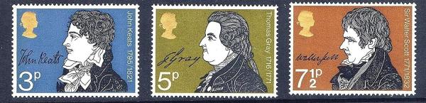 Britain and Ireland | 1971 British Literary Anniversaries Set of Three Great Britain Mint Postage Stamps Multicolor Britain & Ireland Britain & Ireland