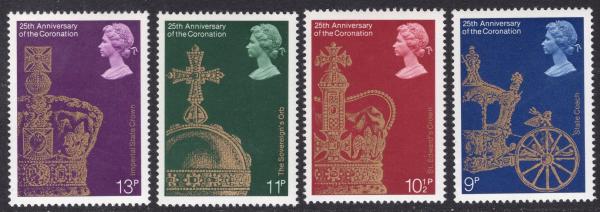 Britain and Ireland | 1978 25th Anniversary of Coronation of Queen Elizabeth II Set of Four Great Britain Postage Stamps Mint Never Hinged Multicolor Britain & Ireland Britain & Ireland