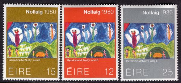 Britain and Ireland | 1980 Nativity Scene Set of Three Ireland Christmas Postage Stamps Multicolor Britain & Ireland Britain & Ireland