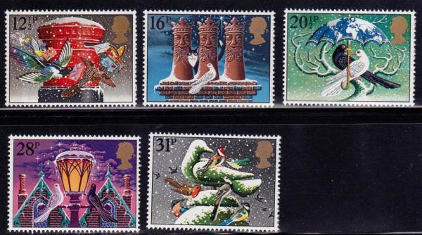 Britain and Ireland | 1983 Christmas Doves Set of Five Great Britain Postage Stamps Mint Never Hinged Multicolor Britain & Ireland Britain & Ireland