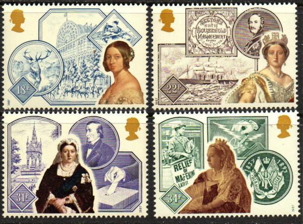 Britain and Ireland | 1987 150th Anniversary of Queen Victoria’s Accession Set of Four Collectible Great Britain Postage Stamps Mint Never Hinged Multicolor Britain & Ireland Britain & Ireland