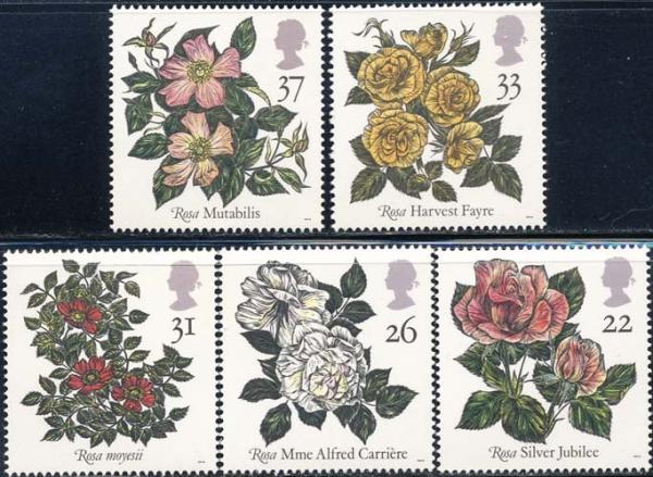 Britain and Ireland | 1991 World Congress of Roses Set of Five Great Britain Postage Stamps Mint Never Hinged Multicolor Britain & Ireland Britain & Ireland