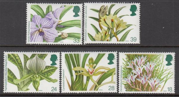 Britain and Ireland | 1993 World Orchid Conference Set of Five Great Britain Postage Stamps Mint Never Hinged Multicolor Britain & Ireland Britain & Ireland
