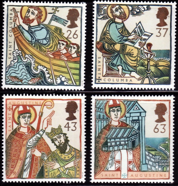 Britain and Ireland | 1997 St Columba and St Augustine Set of 4 Great Britain Postage Stamps Mint Never Hinged Multicolor Britain & Ireland Britain & Ireland