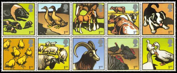 Britain and Ireland | 2005 Farm Animals Block of 10 Great Britain Postage Stamps Mint Never Hinged Multicolor Britain & Ireland Britain & Ireland