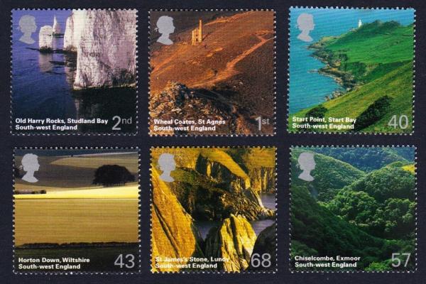 Britain and Ireland | 2005 South West England Set of Six Great Britain Postage Stamps Issued 2005 Multicolor Britain & Ireland Britain & Ireland