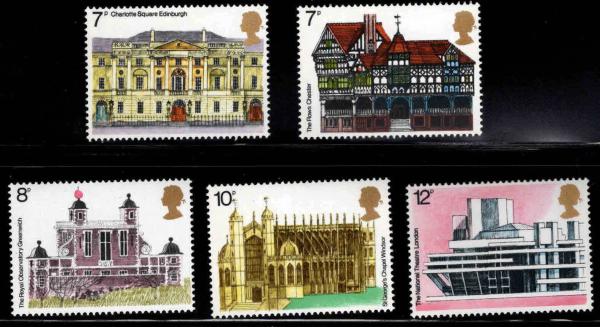 Britain and Ireland | Architectural Heritage Set of Five Great Britain Postage Stamps Issued 1975 Multicolor Britain & Ireland Britain & Ireland