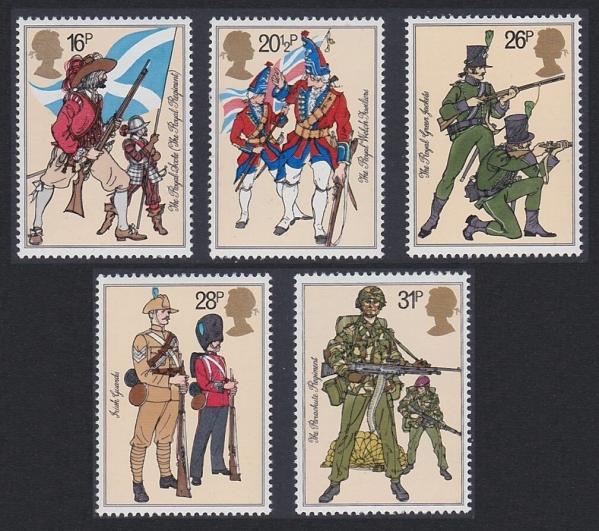 Britain and Ireland | British Army Uniforms Set of Five Great Britain Postage Stamps Issued 1983 Multicolor Britain & Ireland Britain & Ireland