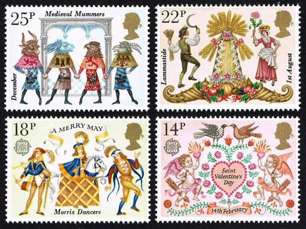 Britain and Ireland | British Folklore Set of Four Great Britain Postage Stamps Issued 1981 Multicolor Britain & Ireland Britain & Ireland