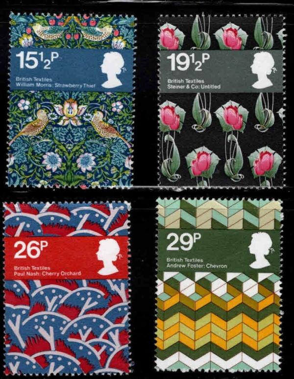 Britain and Ireland | British Textiles Set of Four Great Britain Postage Stamps Issued 1982 Multicolor Britain & Ireland Britain & Ireland