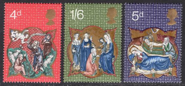 Britain and Ireland | Christmas 1970 Robert De Lisle Psalter Set of 3 Great Britain Mint Postage Stamps Multicolor Britain & Ireland Britain & Ireland