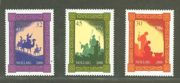 Britain and Ireland | Christmas 2000 Set of Three Ireland Postage Stamps Multicolor Britain & Ireland Britain & Ireland