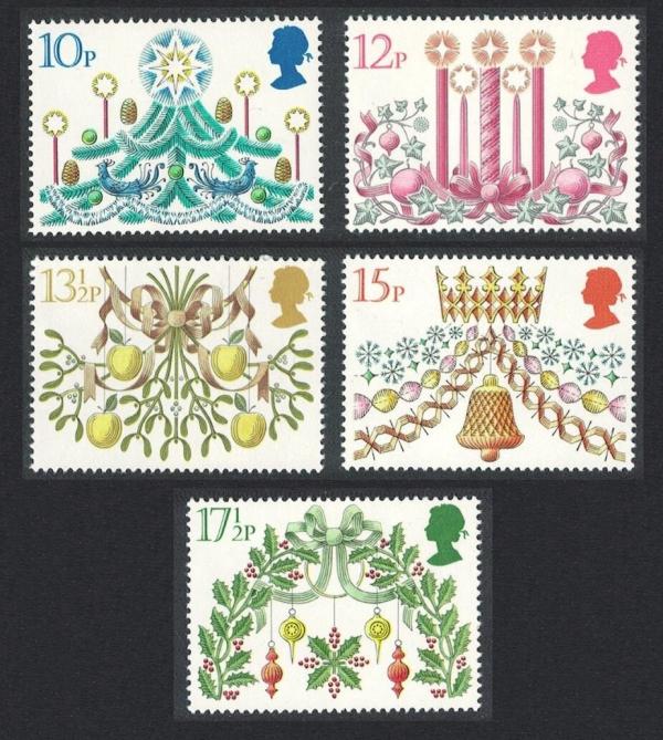 Britain and Ireland | Christmas Decorations Set of Five Great Britain Postage Stamps Issued 1980 Multicolor Britain & Ireland Britain & Ireland