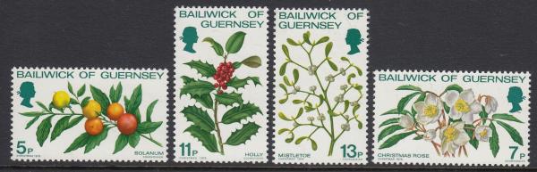 Britain and Ireland | Christmas Flowers Set of Four Guernsey Postage Stamps Issued 1978 Multicolor Britain & Ireland Britain & Ireland