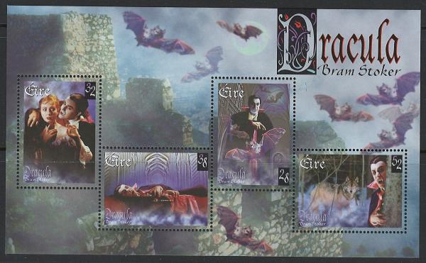 Britain and Ireland | Dracula Souvenir Sheet of Four Ireland Postage Stamps Issued 1997 Multicolor Britain & Ireland Britain & Ireland