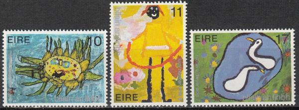 Britain and Ireland | Irish Children Art Set of Three Ireland Postage Stamps Issued 1979 Multicolor Britain & Ireland Britain & Ireland
