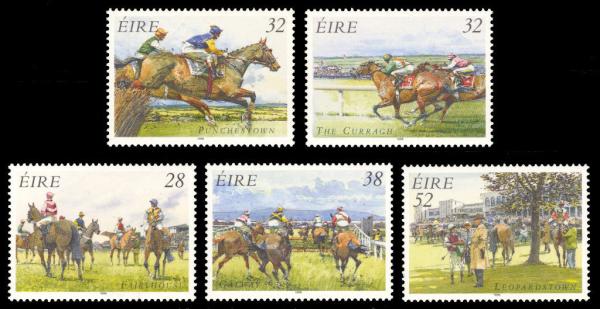 Britain and Ireland | Irish Horse Racing Set of Five Ireland Postage Stamps Issued 1996 Multicolor Britain & Ireland Britain & Ireland