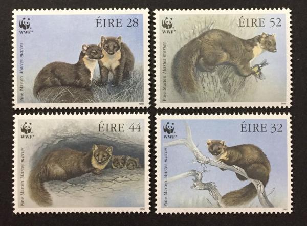 Britain and Ireland | Pine Marten Set of Four Ireland Postage Stamps Issued 1992 Multicolor Britain & Ireland Britain & Ireland