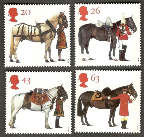 Britain and Ireland | Royal Horses Set of Four Great Britain Postage Stamps Issued 1997 Multicolor Britain & Ireland Britain & Ireland
