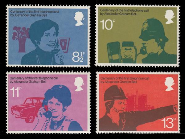 Britain and Ireland | Telephone Centenary Set of Four Great Britain Postage Stamps Multicolor Britain & Ireland Britain & Ireland
