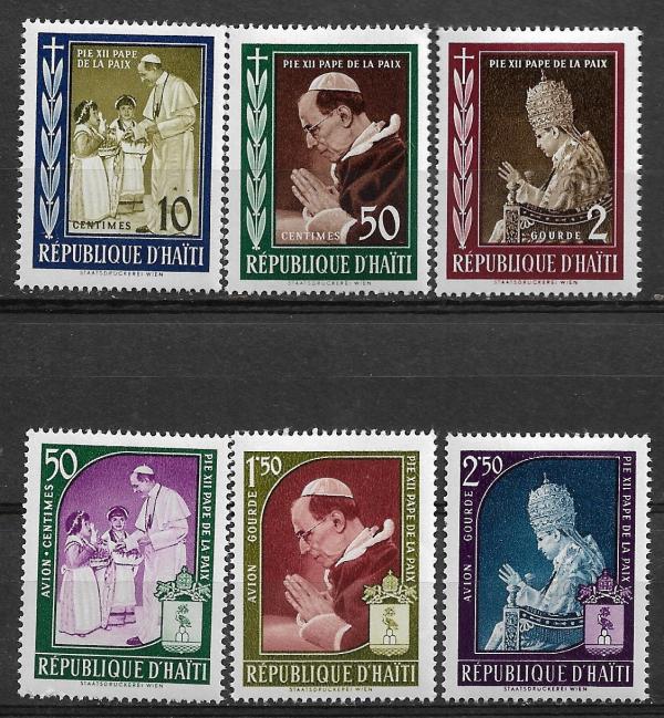 Central & South America | 1959 Pope Pius XII Commemoration Set of 6 Haiti Postage Stamps Mint Never Hinged Multicolor Central & South America Central & South America