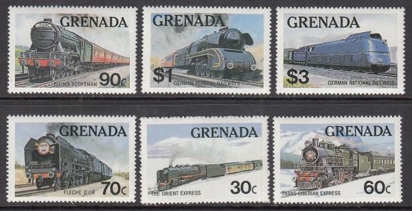 Central & South America | 1982 Famous Trains Set of Six Grenada Postage Stamps Mint Never Hinged Multicolor Central & South America Central & South America