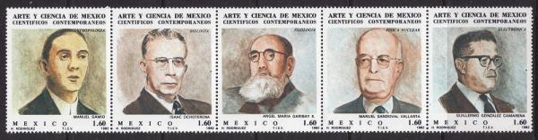 Central & South America | 1982 Scientists Strip of 5 Mexico Postage Stamps Mint Never Hinged Multicolor Central & South America Central & South America