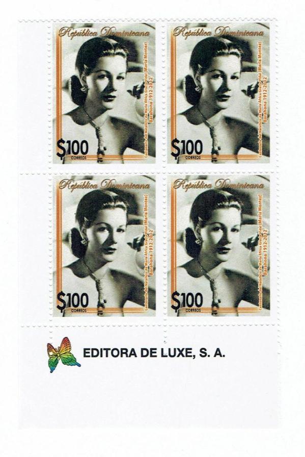 Central & South America | 2012 Birth Centenary of Maria Montez Block of Four Dominican Republic Postage Stamps Mint Never Hinged Multicolor Central & South America Central & South America