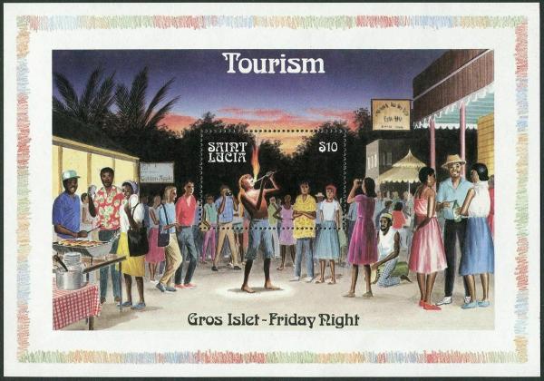 Central & South America | Friday Night St Lucia Postage Stamp Souvenir Sheet Issued 1986 Multicolor Central & South America Central & South America