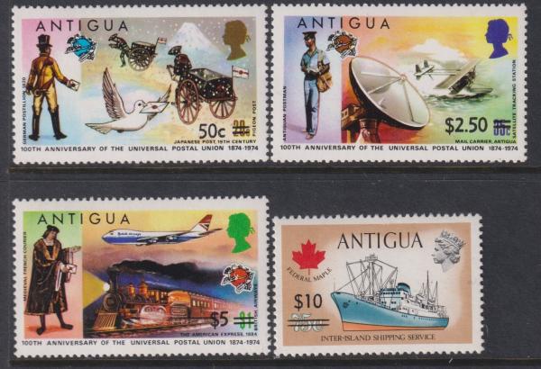 Central & South America | Inter-Island Shipping Set of Four Antigua Postage Stamps Issued 1974-75 Multicolor Central & South America Central & South America