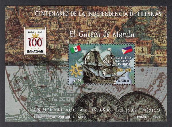 Central & South America | Philippine Independence Mexico Postage Stamp Souvenir Sheet Issued 1998 Multicolor Central & South America Central & South America