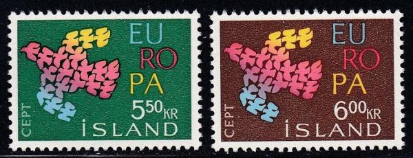Europe | 1961 Europa Birds Set of 2 Iceland Postage Stamps Mint Never Hinged Multicolor Europe Europe