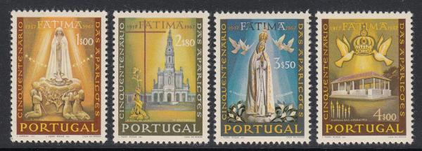 Europe | 1967 Our Lady of Fatima Set of Four Portugal Postage Stamps Mint Never Hinged Multicolor Europe Europe