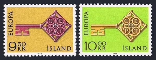Europe | 1968 Europa Key Set of 2 Iceland Postage Stamps Mint Never Hinged Multicolor Europe Europe