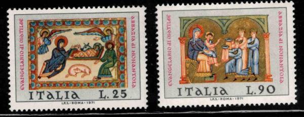Europe | 1971 Christmas Set of 2 Italy Postage Stamps Holy Family Magi Mint Never Hinged Multicolor Europe Europe