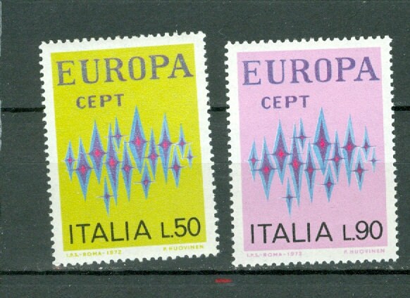 Europe | 1972 Europa Set of 2 Italy Postage Stamps Mint Never Hinged Multicolor Europe Europe