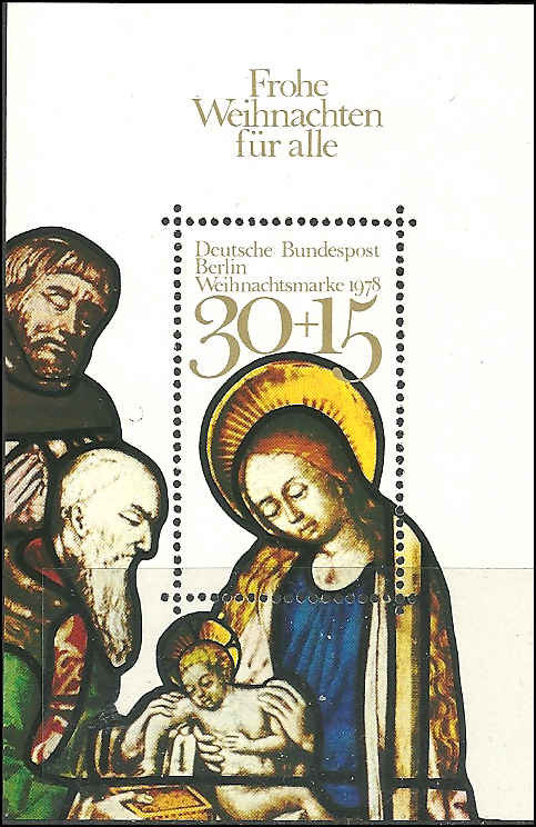 Europe | 1978 Adoration of the Magi Germany Berlin Christmas Souvenir Sheet with Postage Stamp Mint Never Hinged Multicolor Europe Europe