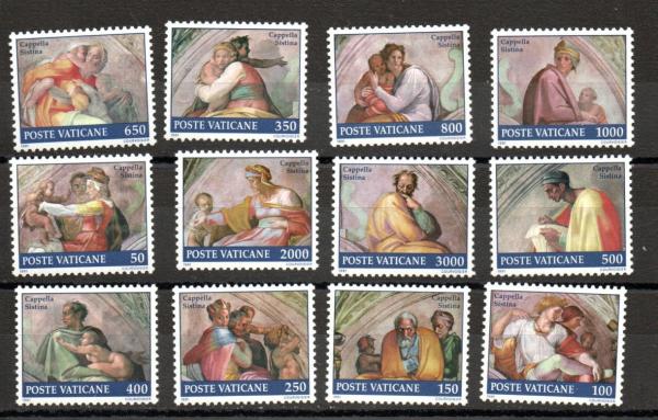 Europe | 1991 Sistine Chapel Set of Twelve Vatican City Postage Stamps Mint Never Hinged Multicolor Europe Europe