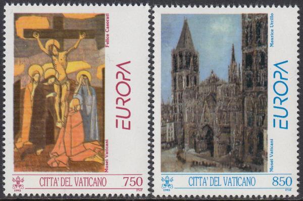 Europe | 1993 Europa Issue Set of 2 Vatican City Postage Stamps Depicting Paintings Mint Never Hinged Multicolor Europe Europe